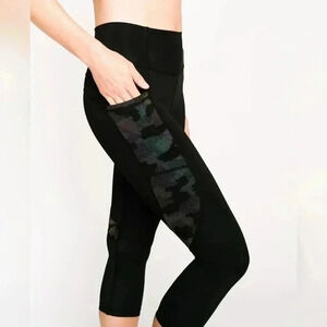 ZYIA Black Leggings with Camo Detail